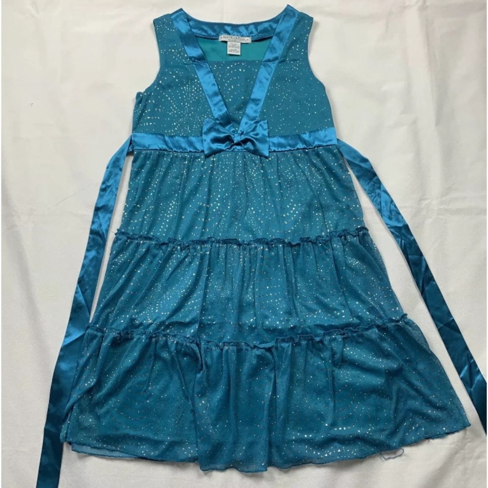 Just Kidding Girls Formal Or Party Dress In Turquoise Blue Sparkles Size 16🌸